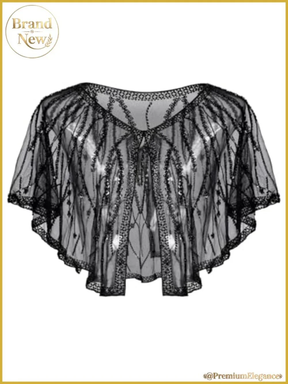 Sequin Flapper Shawl Wrap for Women - 1920s Gatsby Evening Accessory